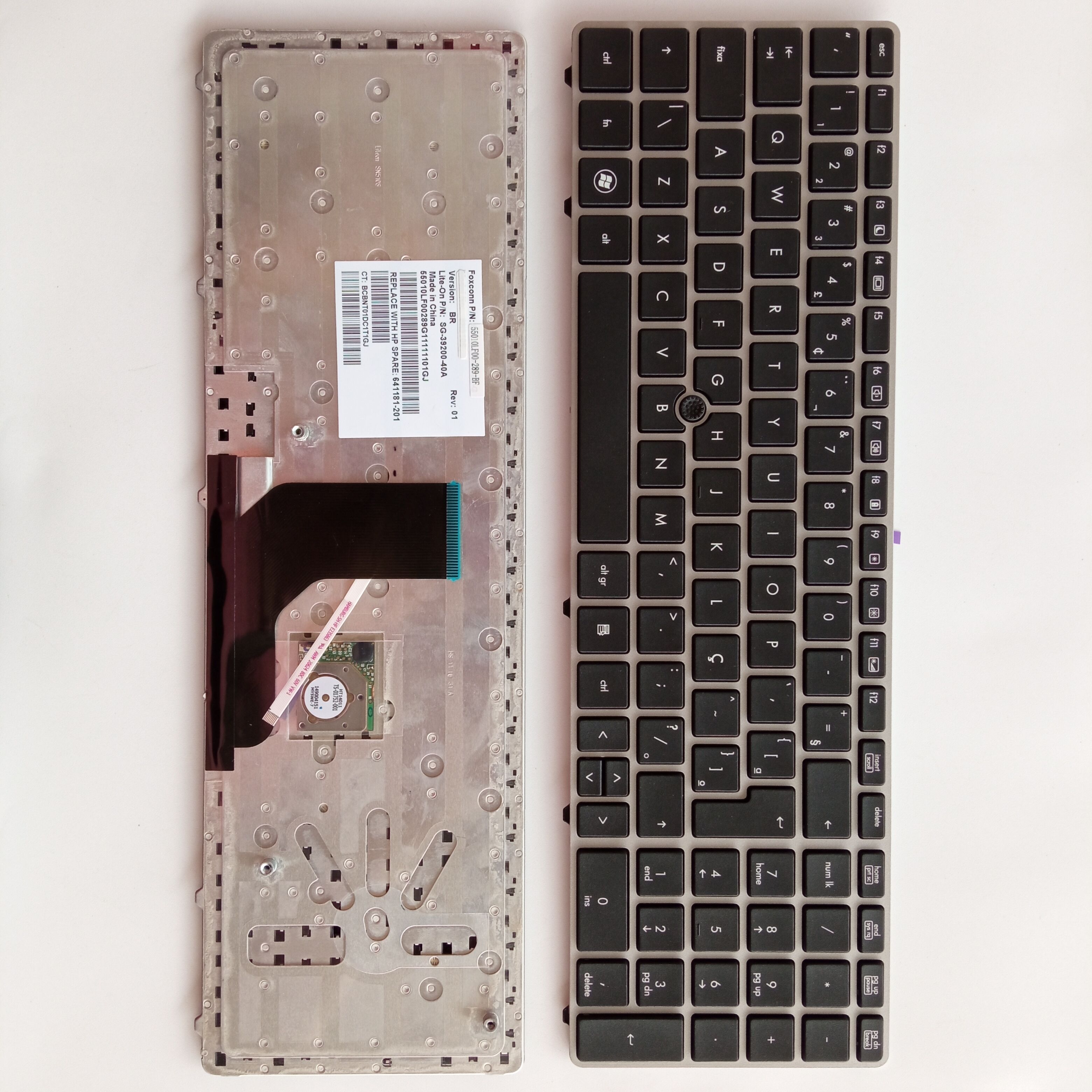 Picture of New Replacement Laptop Keyboard For HP 6560B/8560P SILVER FRAME BLACK With Point BR Layout